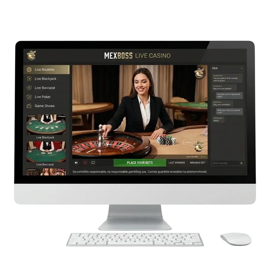 Mesa de casino en vivo con crupier real en MexBoss