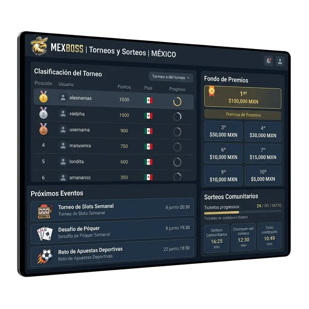 Torneos y sorteos en MexBoss Casino